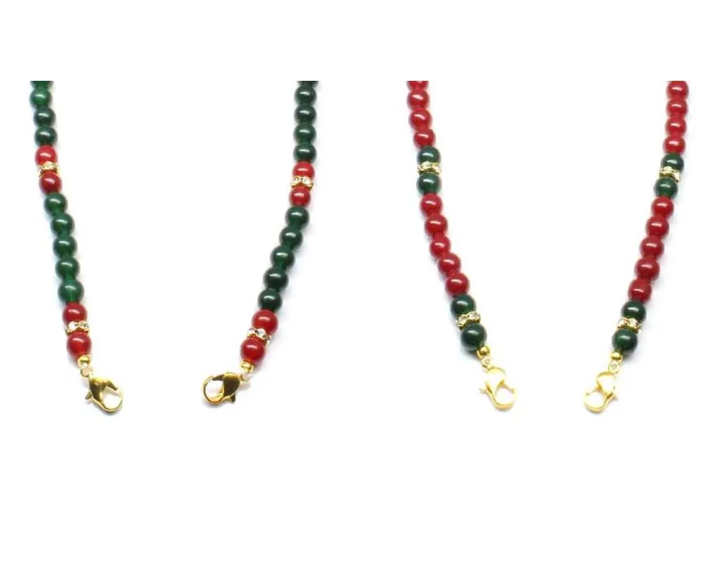 2pc Beads Single Strand necklace pendant Tassel Lot 20" Ruby emerald imitation - Image 3