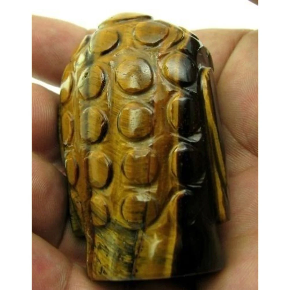 680Ct Natural Tiger Eye Carved Lord Buddha Sculpture Art Work Statue - Image 3