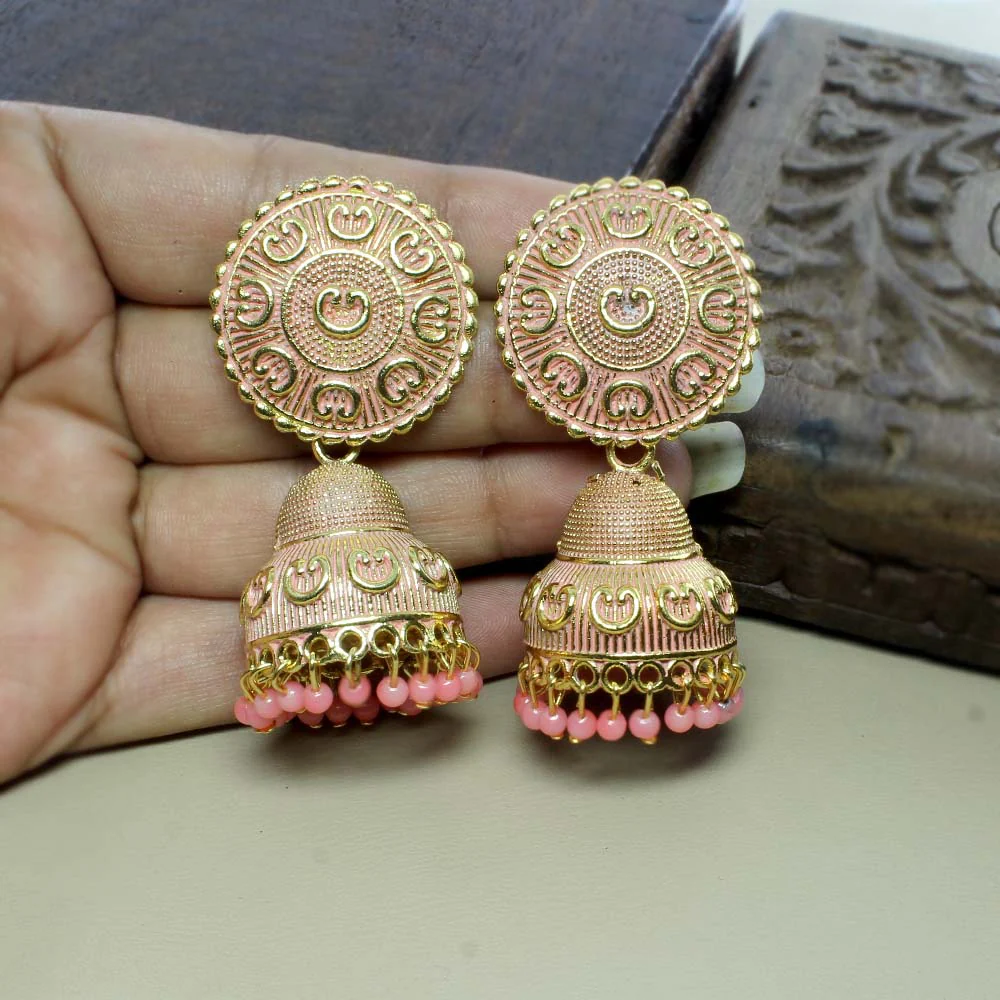 Beautiful Party Wear Classical Jhumka Gold Plated Dangle Earrings for women - Image 10