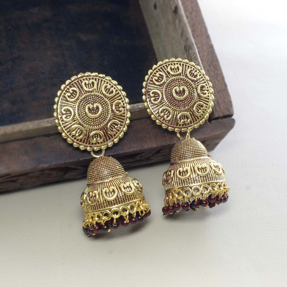 Beautiful Party Wear Classical Jhumka Gold Plated Dangle Earrings for women - Image 13