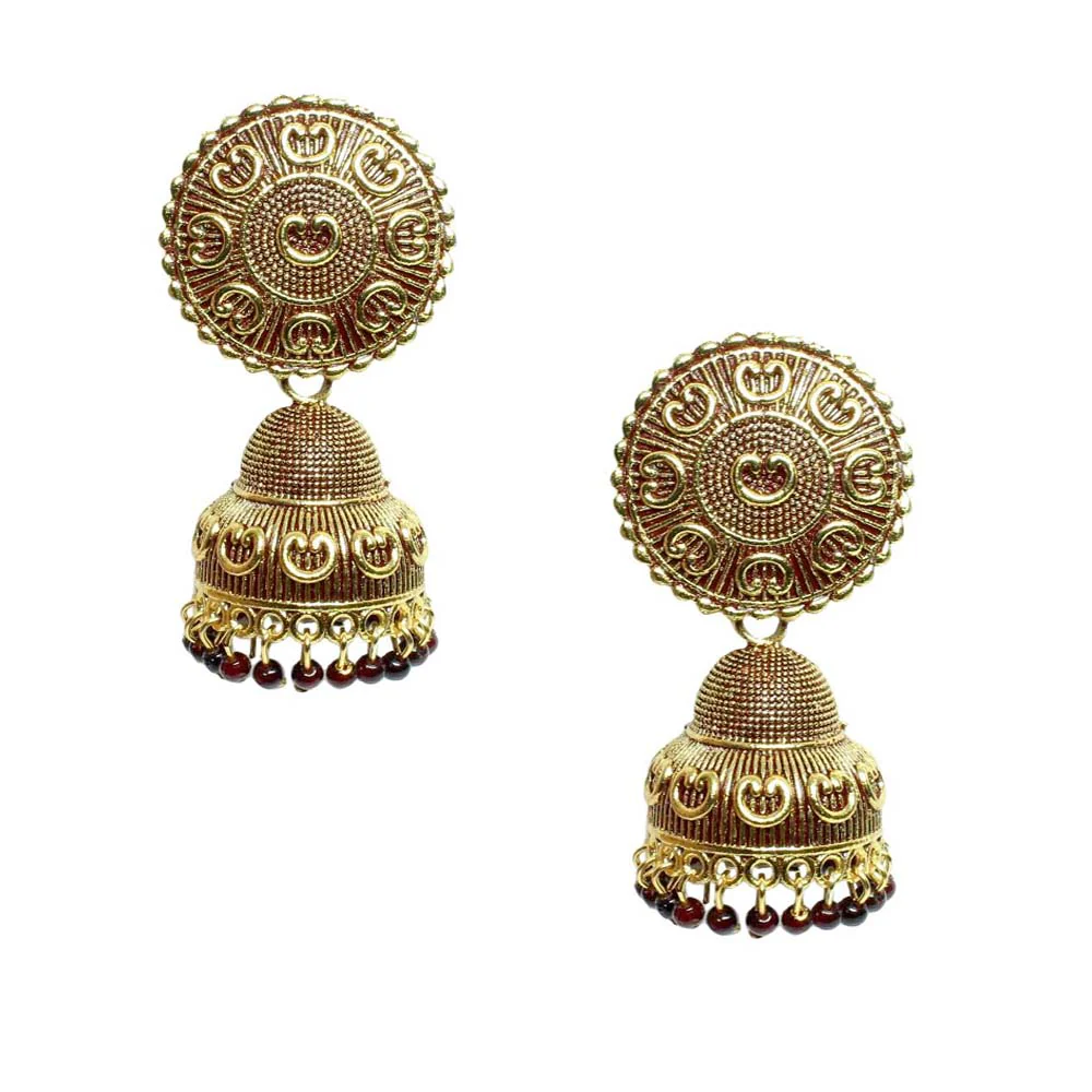 Beautiful Party Wear Classical Jhumka Gold Plated Dangle Earrings for women - Image 15