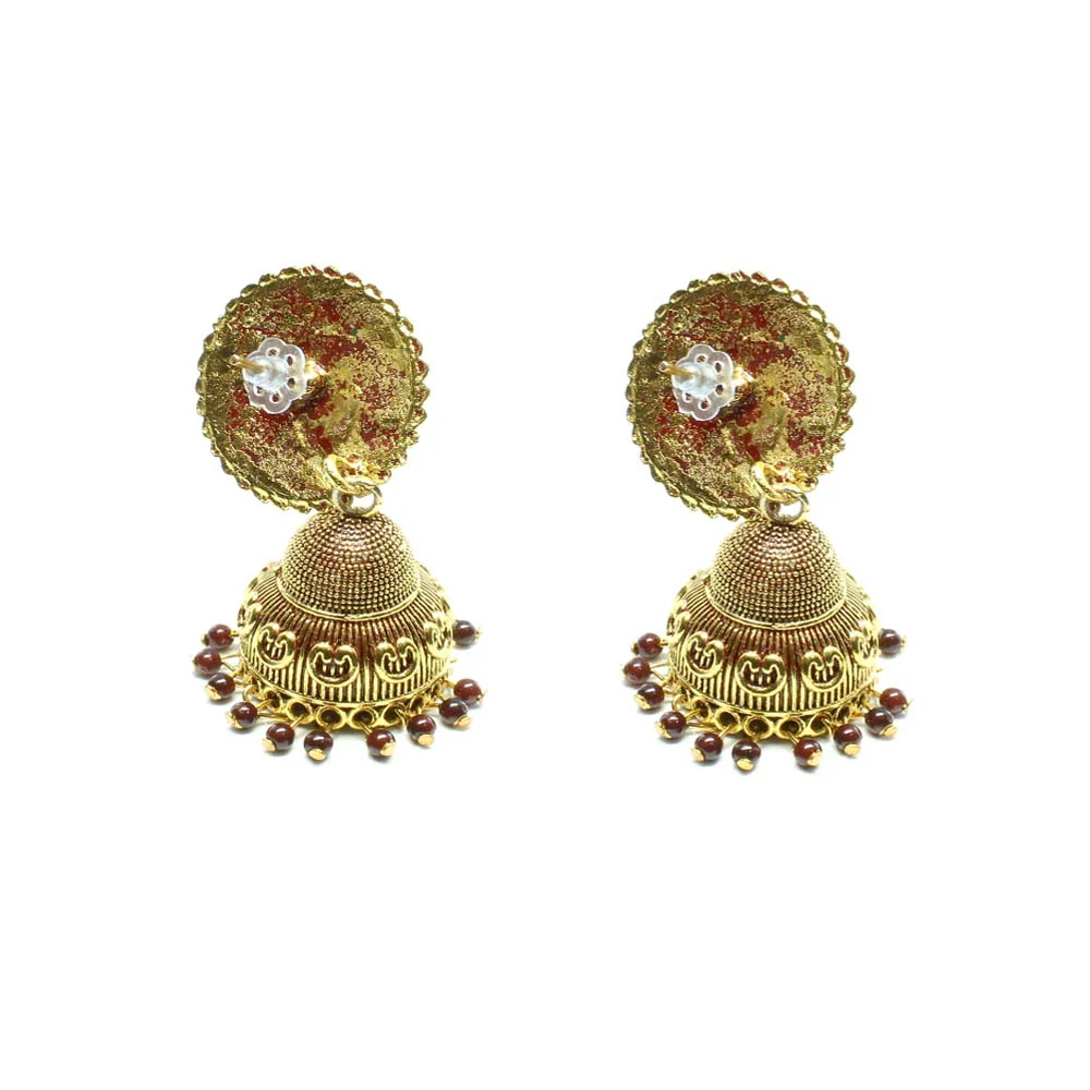 Beautiful Party Wear Classical Jhumka Gold Plated Dangle Earrings for women - Image 16