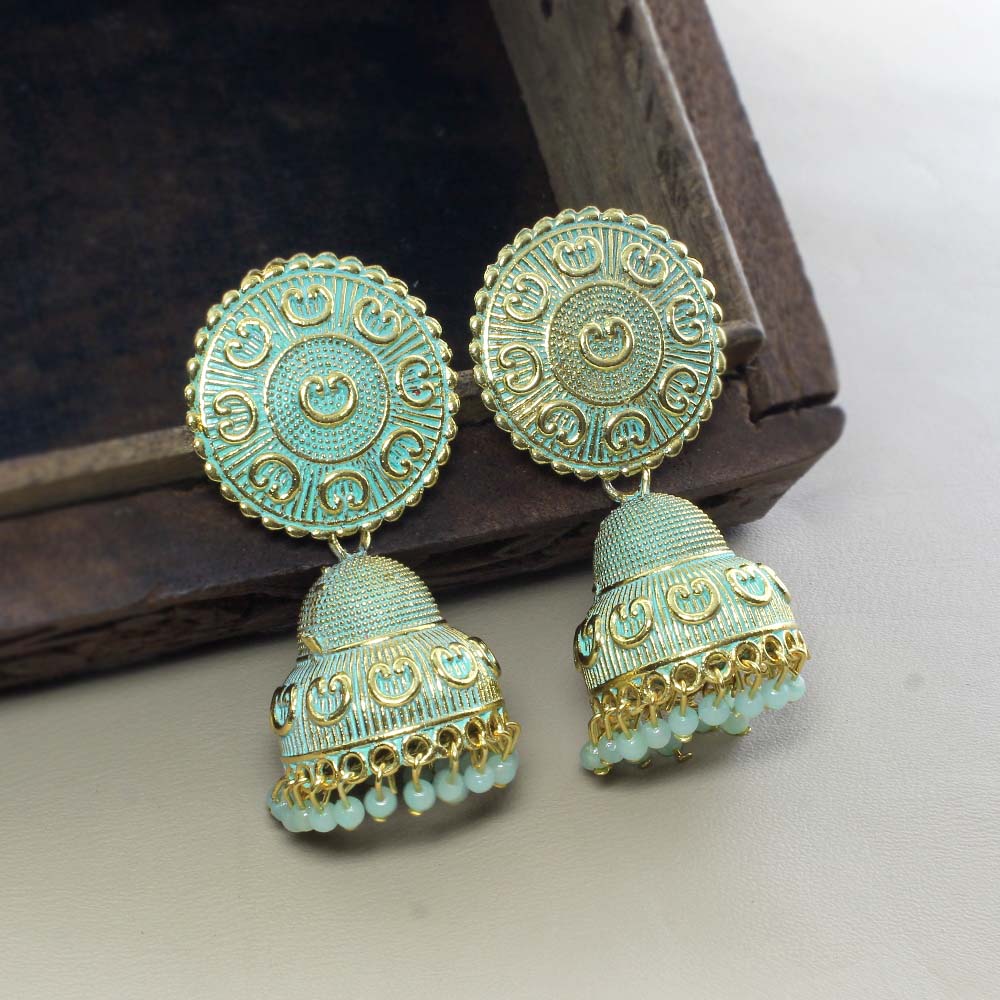 Beautiful Party Wear Classical Jhumka Gold Plated Dangle Earrings for women - Image 5