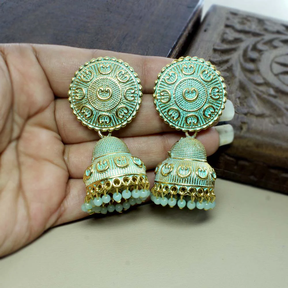 Beautiful Party Wear Classical Jhumka Gold Plated Dangle Earrings for women - Image 6