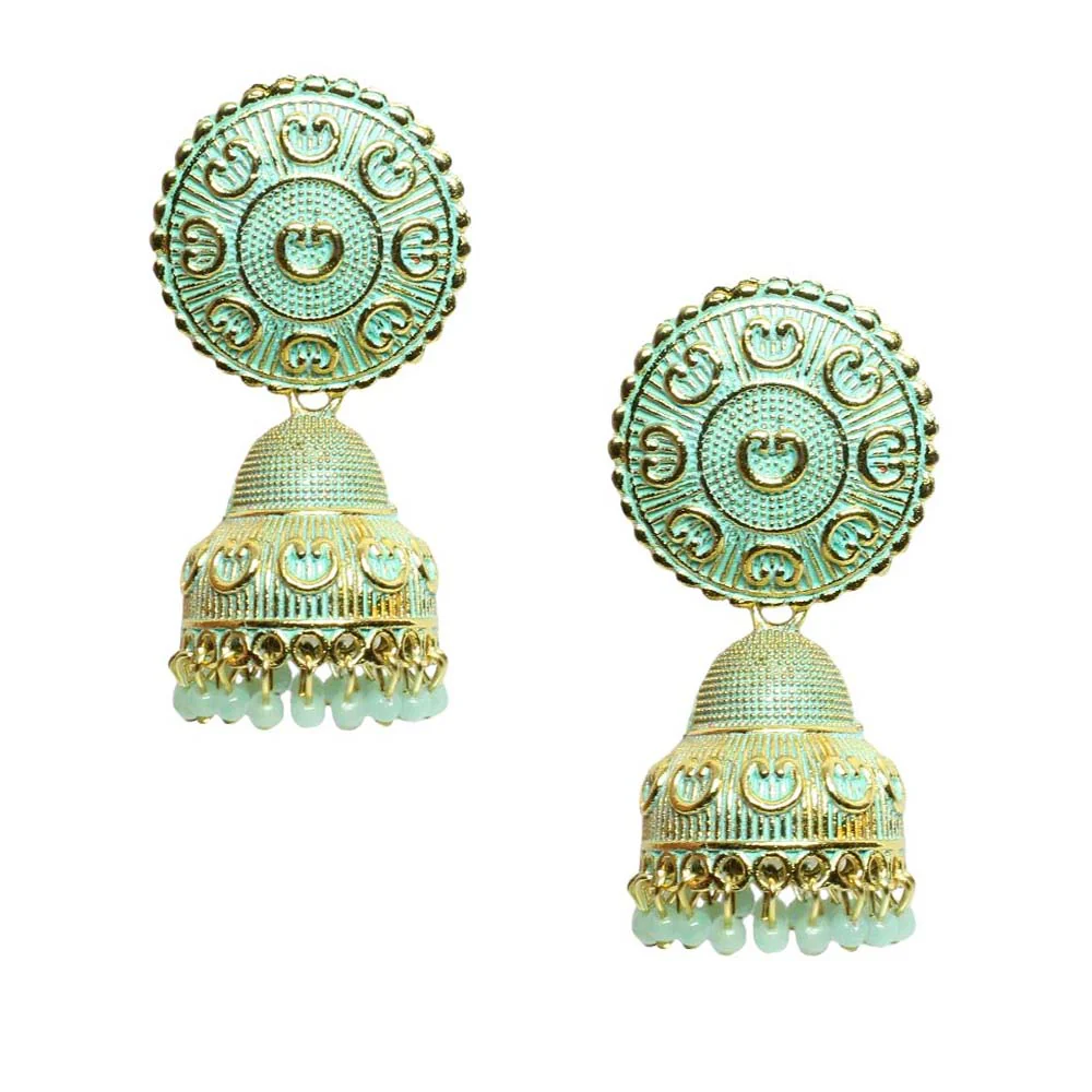 Beautiful Party Wear Classical Jhumka Gold Plated Dangle Earrings for women - Image 7