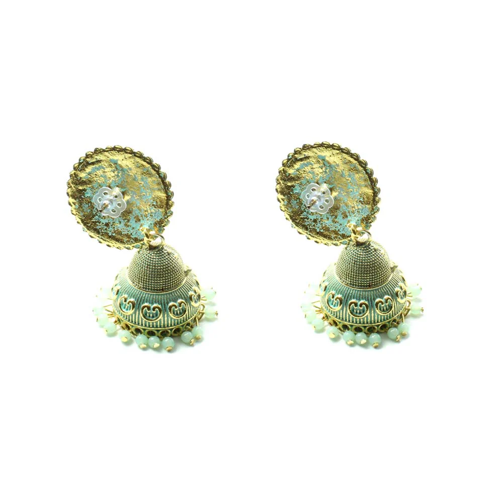 Beautiful Party Wear Classical Jhumka Gold Plated Dangle Earrings for women - Image 8