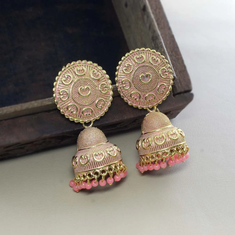 Beautiful Party Wear Classical Jhumka Gold Plated Dangle Earrings for women - Image 9