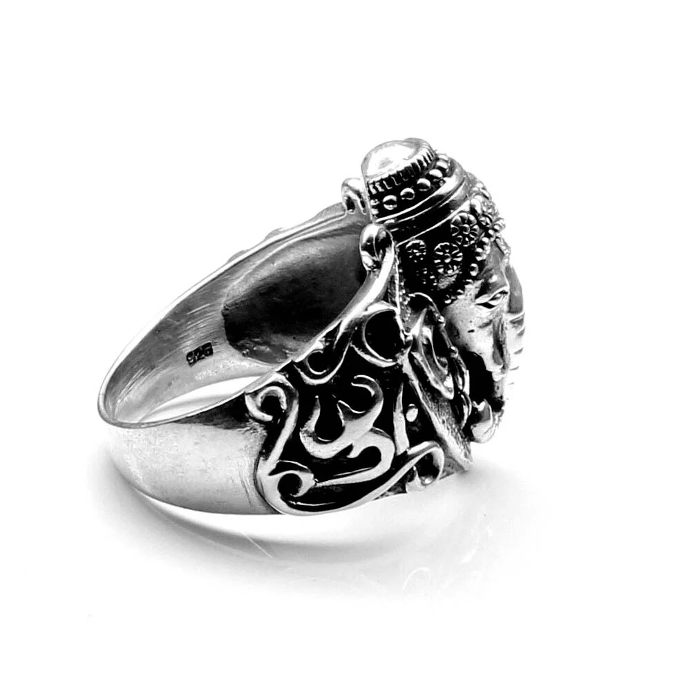 Big Lord Ganesha Idol statue Oxidized 925 Sterling Silver Unisex Ring - Image 3