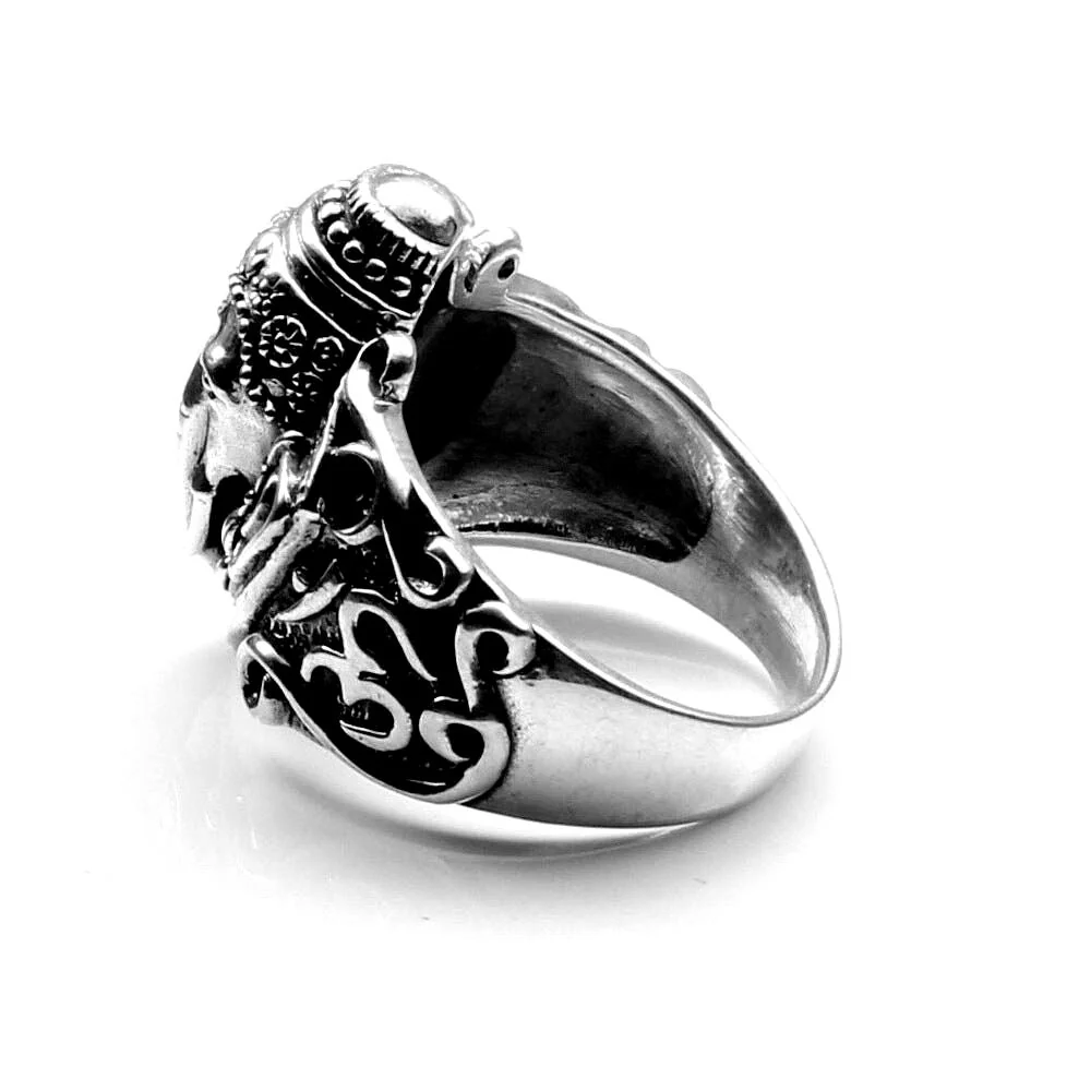 Big Lord Ganesha Idol statue Oxidized 925 Sterling Silver Unisex Ring - Image 4