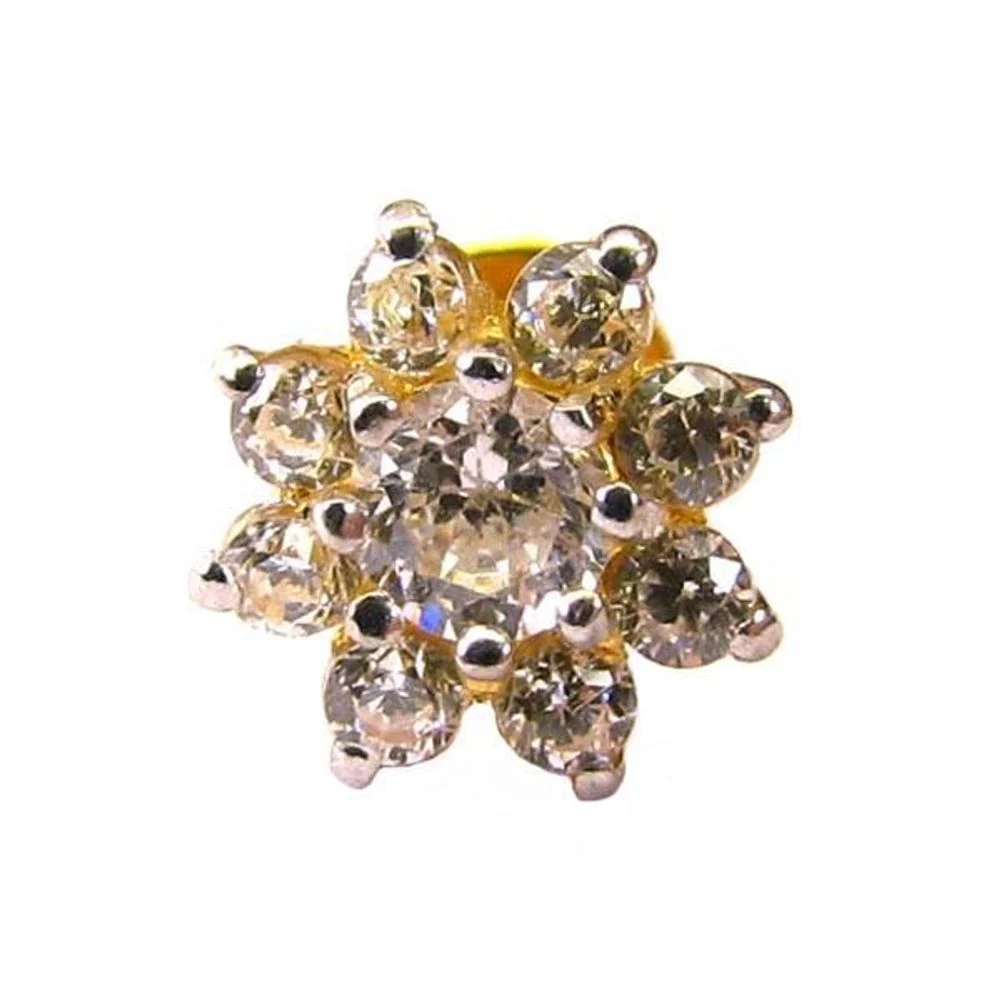 Charming CZ Studded EAR Studs PAIR 14k Solid Real Gold Screw Back - Image 4