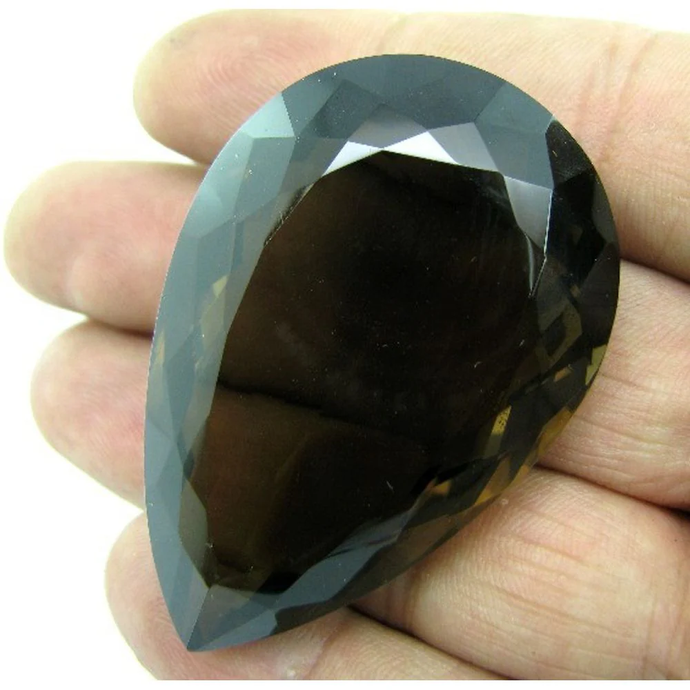 Classic Quality Big 232Ct Natural Smoky Quartz Pear Shape Rock Crystal Gemstone - Image 3