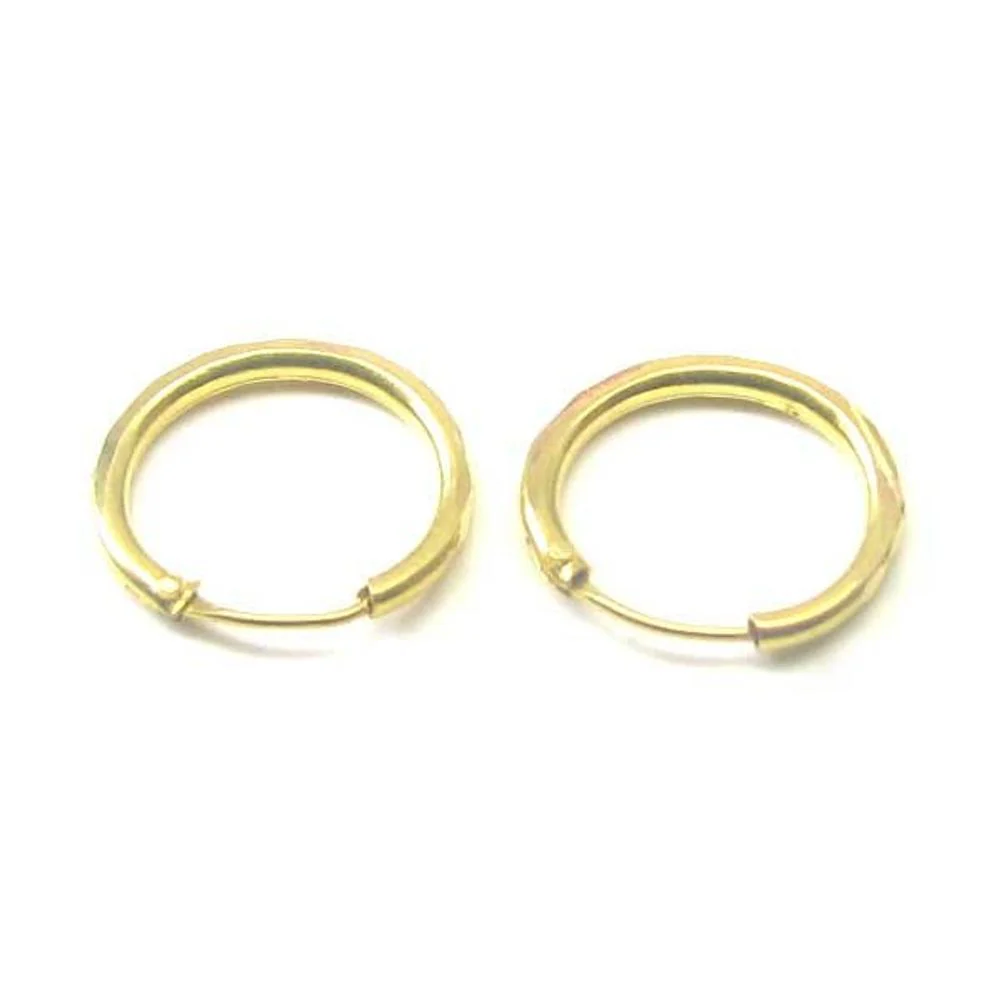 Ethnic Indian Hinged Hoop EARRINGS 14k Solid Yellow Gold - Pair - Image 3