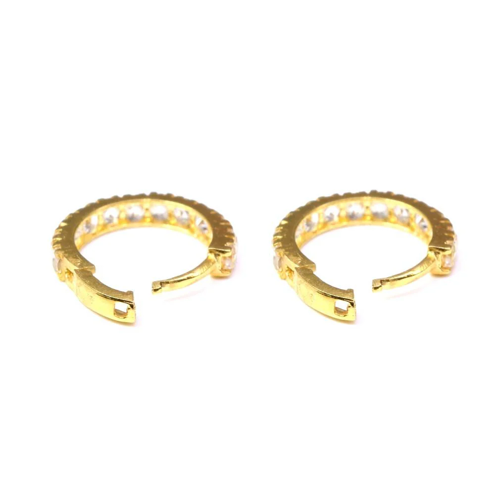 Ethnic Style Hinged Hoop EAR Stud 18k Solid Real Yellow Gold - Pair - Image 4