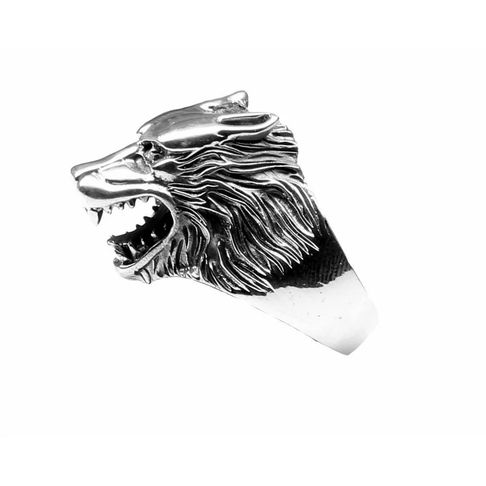 Fox Head Punk Oxidized 925 Sterling Silver Men's Ring - Image 3