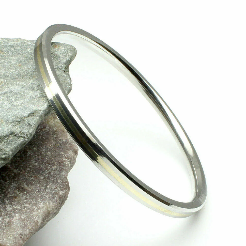 Stainless Steel Unisex Golden Line kada bangle Sikh Kara 4.3 mm wide - Image 3