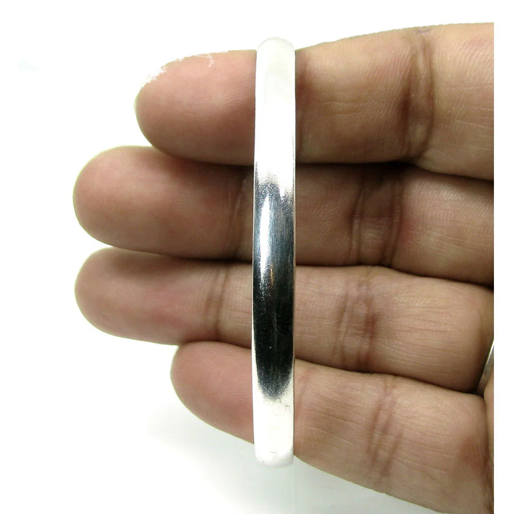 Handmade Jointless Solid Pure Silver kada Plain Bangle Bracelet arm band - Image 3