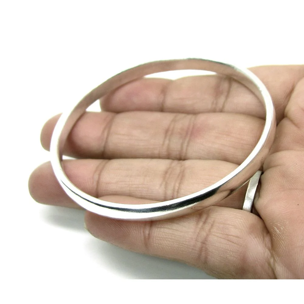 Handmade Jointless Solid Pure Silver kada Plain Bangle Bracelet arm band - Image 5