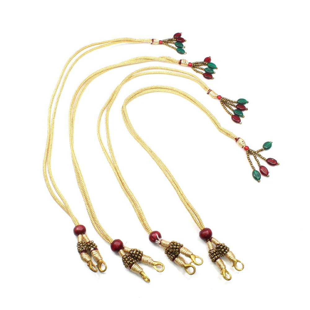 Indian Adjustable Necklace Tassel Golden Red Green Beads Wholesale Lot - Image 3