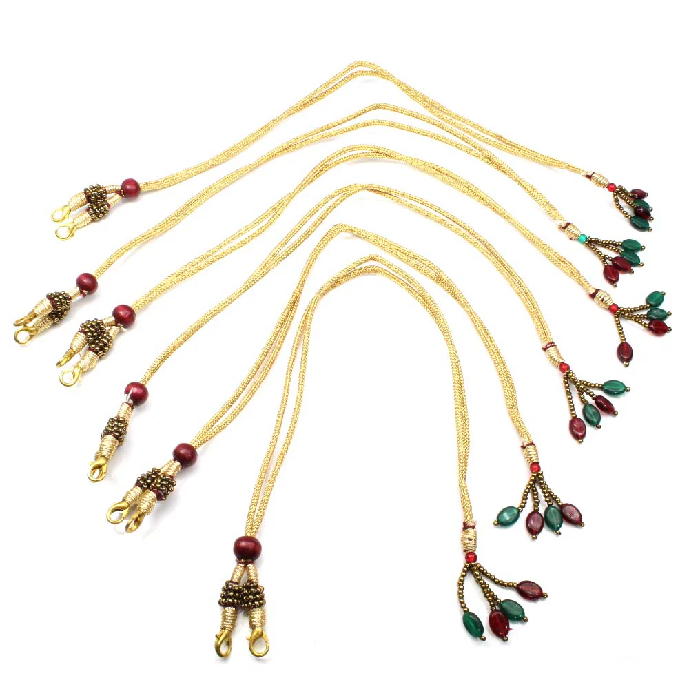 Indian Adjustable Necklace Tassel Golden Red Green Beads Wholesale Lot - Image 4