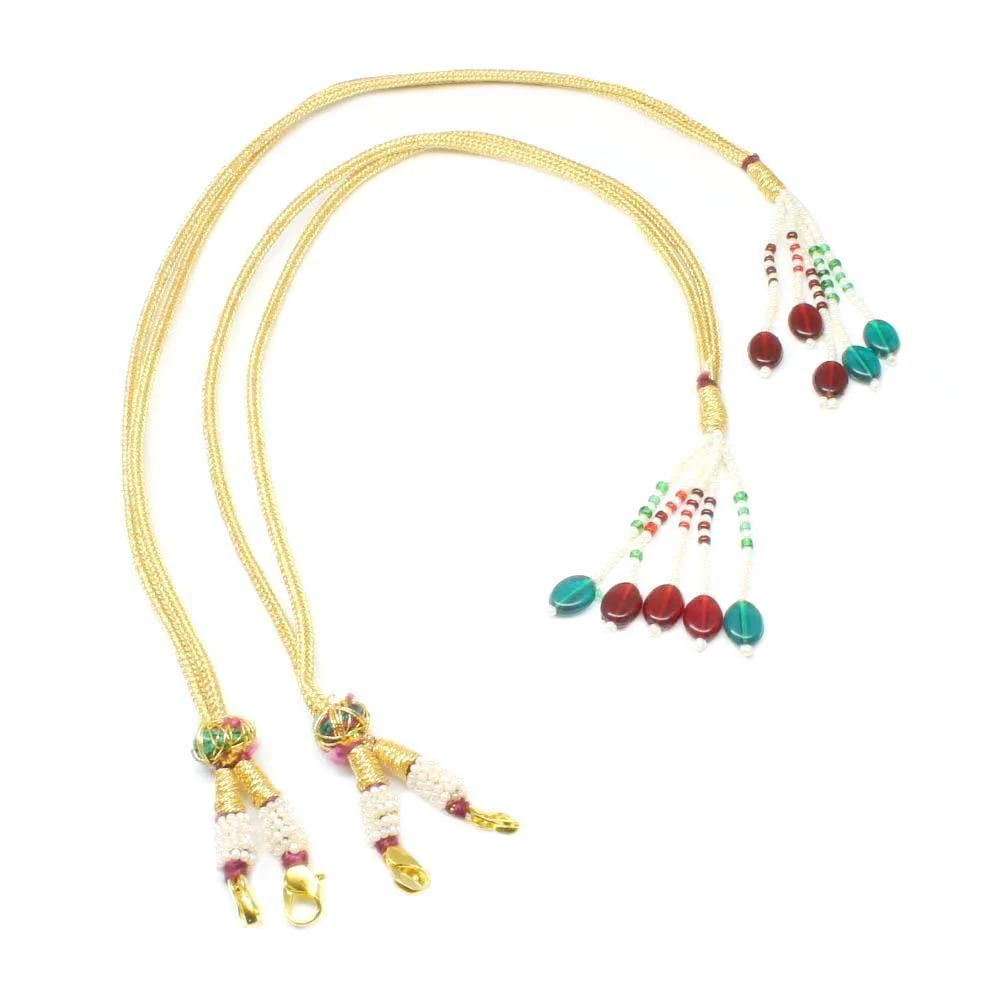 Indian Adjustable Necklace Tassel Golden Red Green Beads Wholesale Lot - Image 3