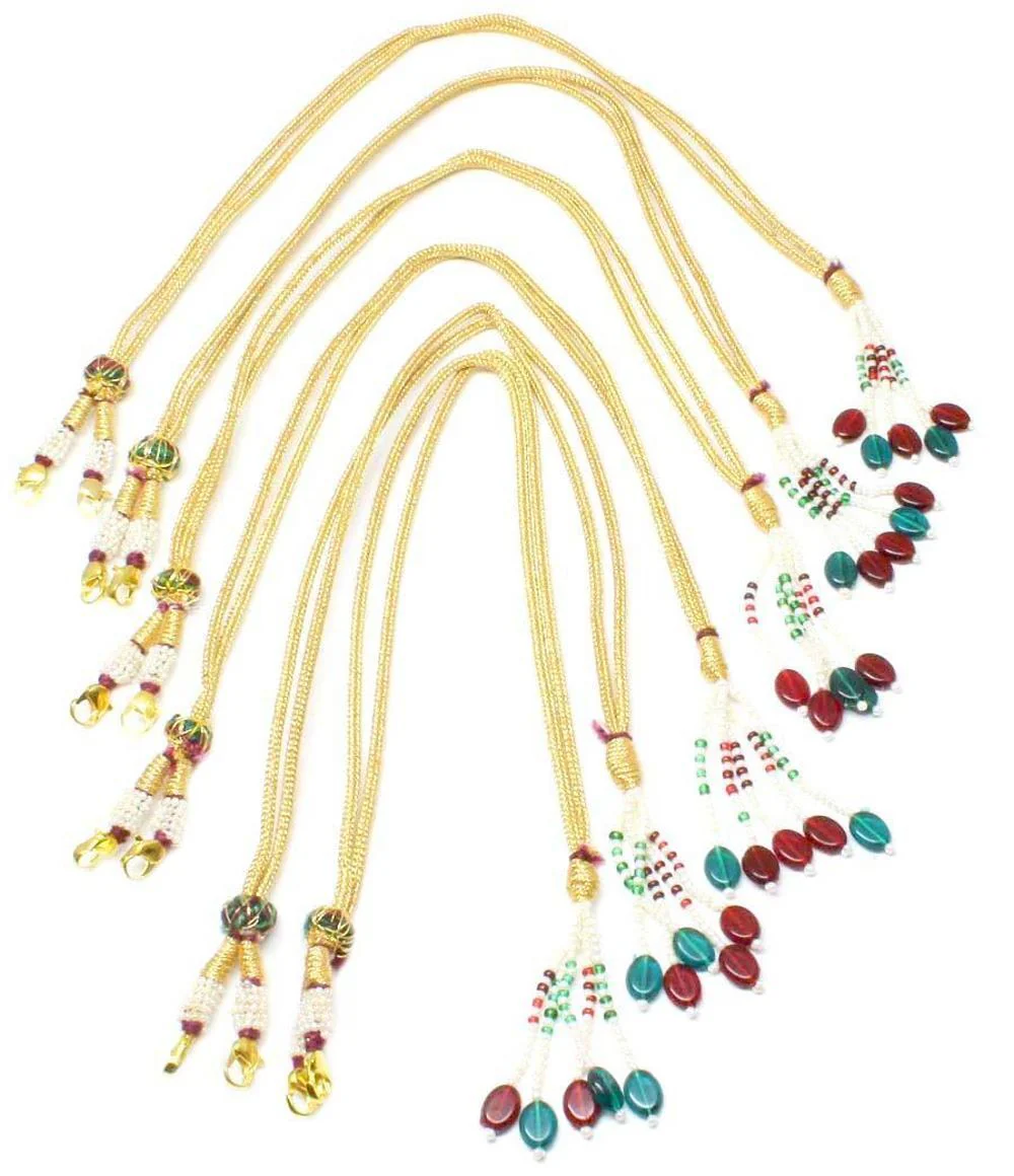 Indian Adjustable Necklace Tassel Golden Red Green Beads Wholesale Lot - Image 5