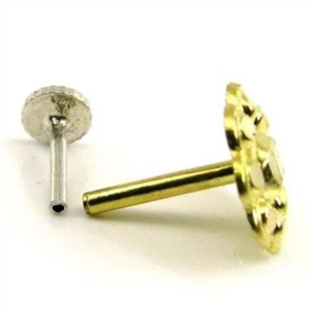 Indian Style Body Piercing Nose Stud Pin Solid Real 14k Yellow Gold - Image 3