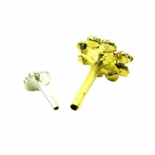 Indian Style White Designer CZ Body Piercing Jewelry Nose stud Pin Solid Real 14k Yellow Gold - Image 3