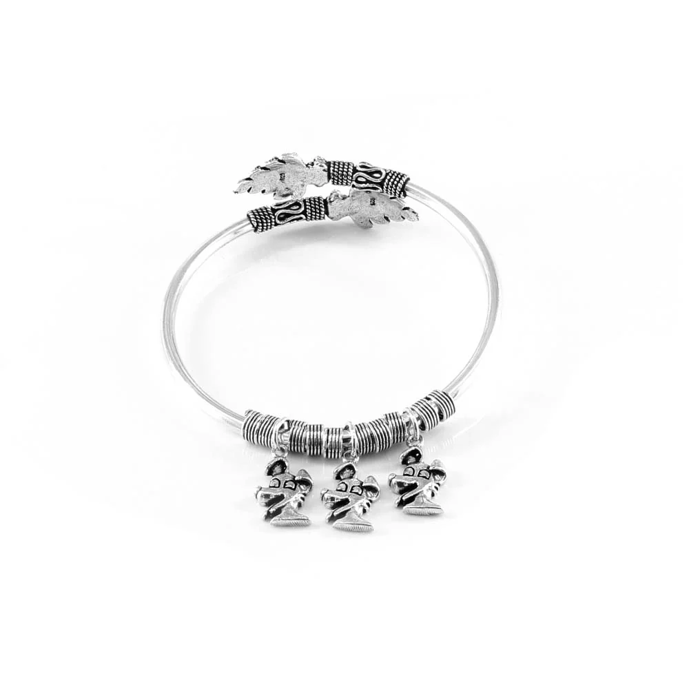 Leaf Real Silver Oxidized Indian women's Bracelet Bangle - Single - Image 3