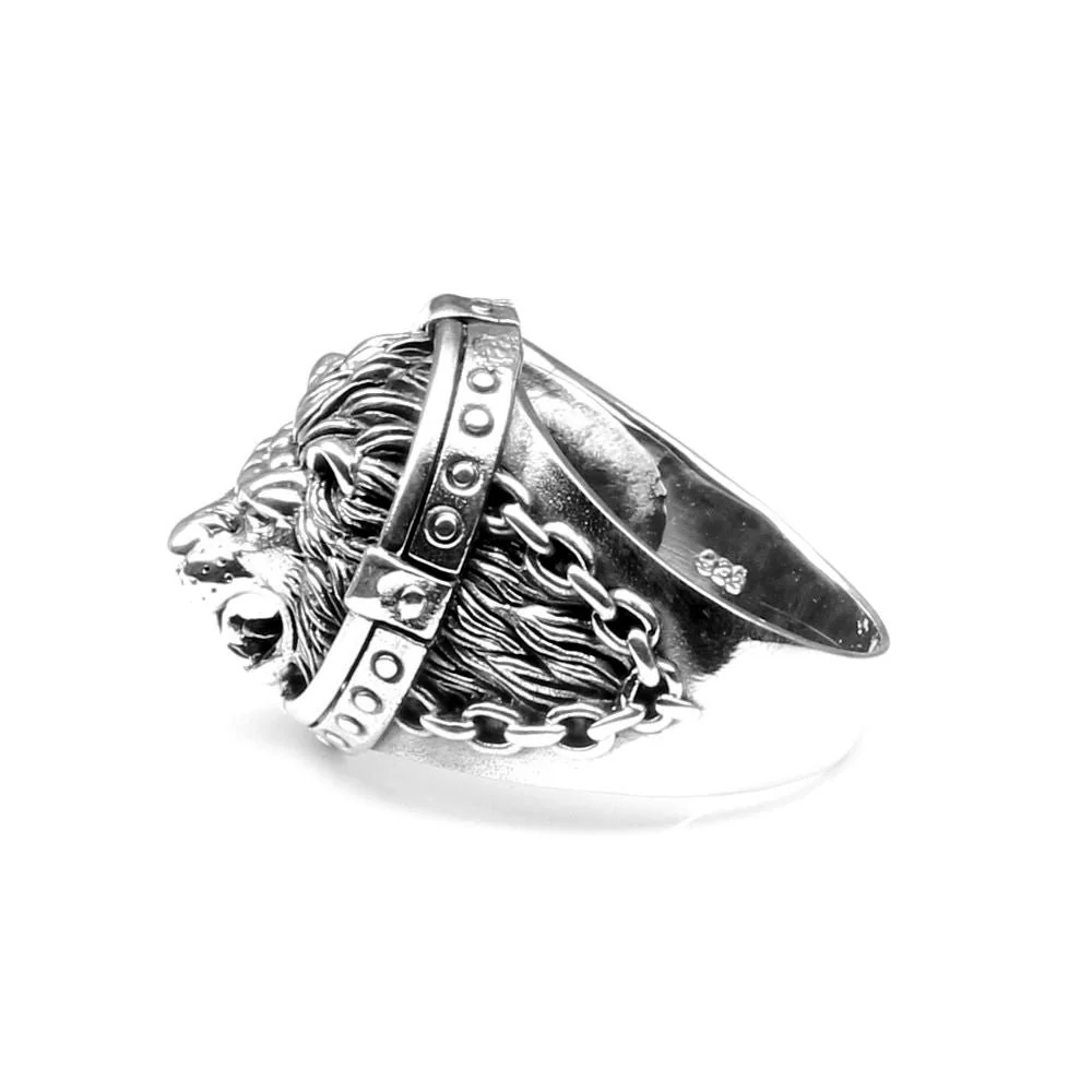Lion Head Punk Oxidized 925 Sterling Silver Unisex Ring - Image 4