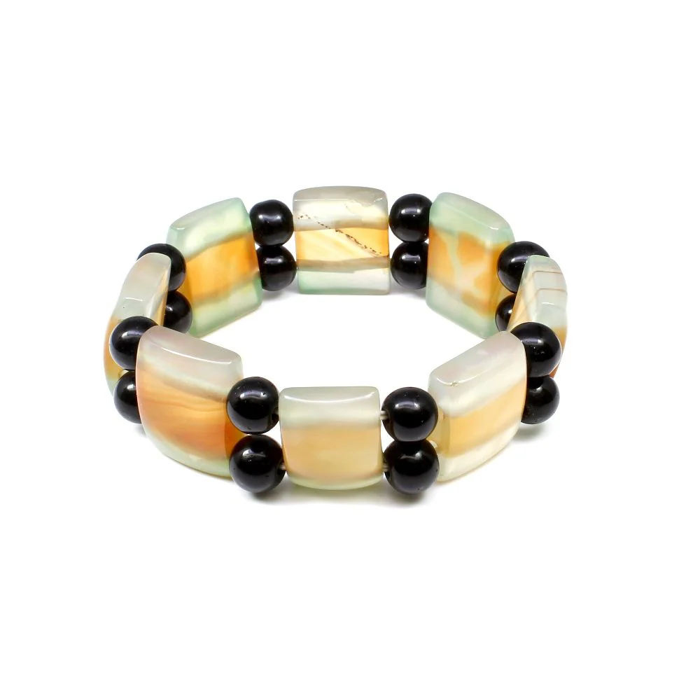 Multicolor Agate Natural Gemstone Beads Elastic Band Stretchable Bracelet - Image 3