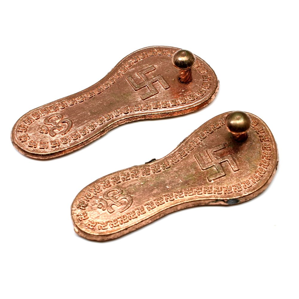 Pure Copper Charan Paduka Laxmi Charan Paduks lakshmi footprint 2.2 inches - Image 3