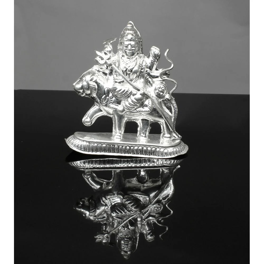 Pure Silver Hollow Durga Mata Sheron wali Statue Murti - Image 3