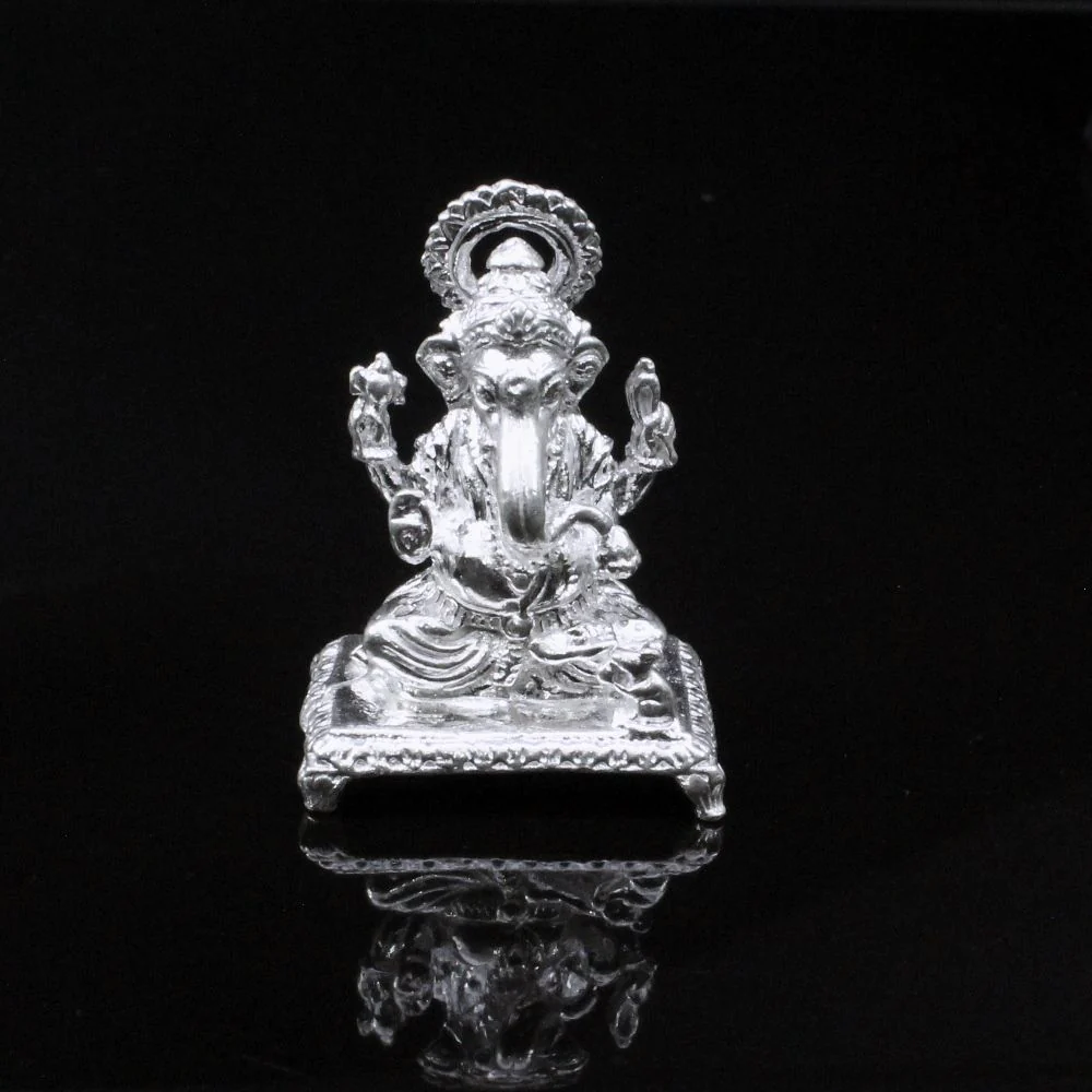 Pure Solid silver Lord Ganesha silver statue God idols Religious Gift - Image 3