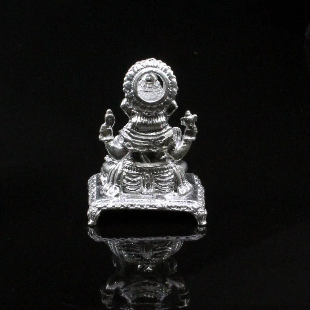 Pure Solid silver Lord Ganesha silver statue God idols Religious Gift - Image 4