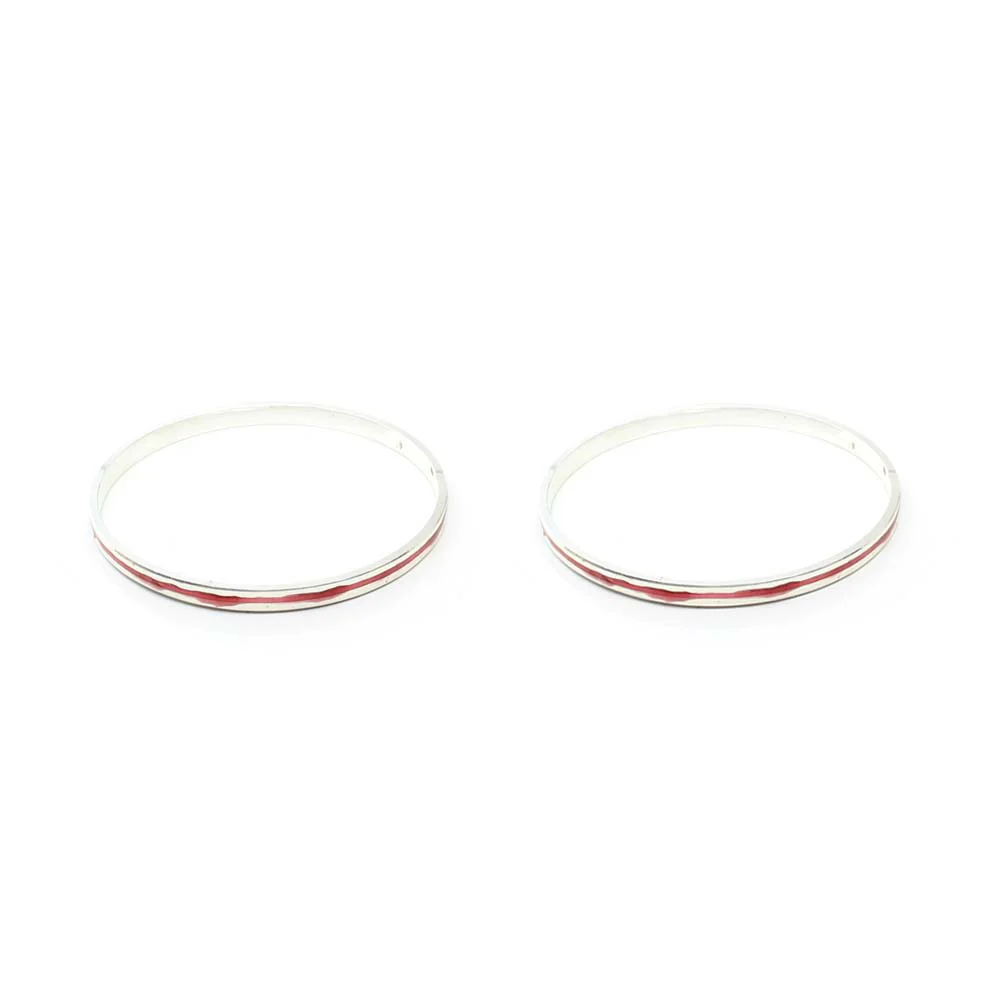 Red meena line Pure Silver Bangles for Astrology - Image 3