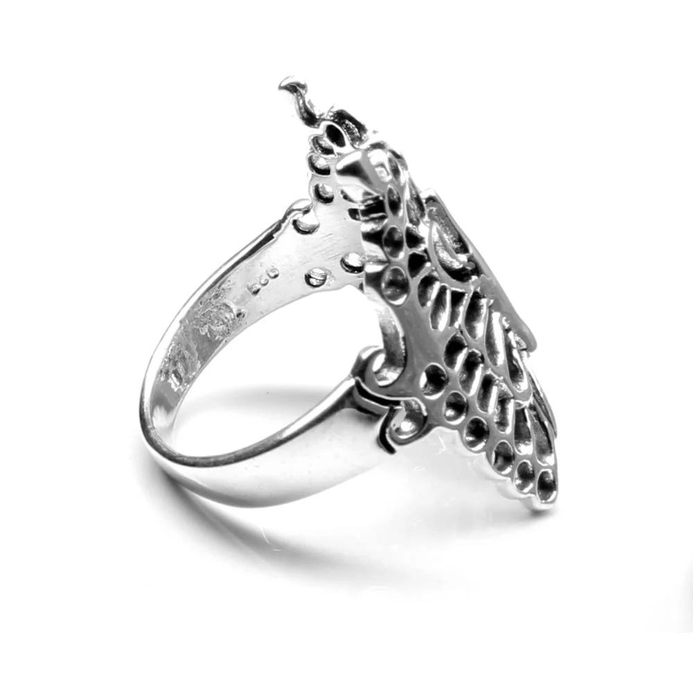 Scorpion Head Punk Oxidized Real Solid Silver Men's Ring - Image 3