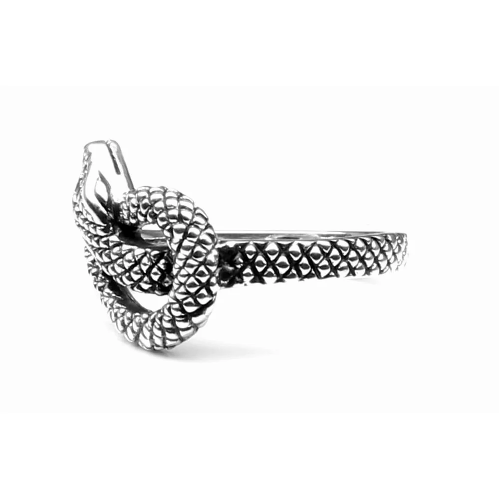 Snake Style Oxidized 925 Sterling Silver Unisex Ring - Image 3