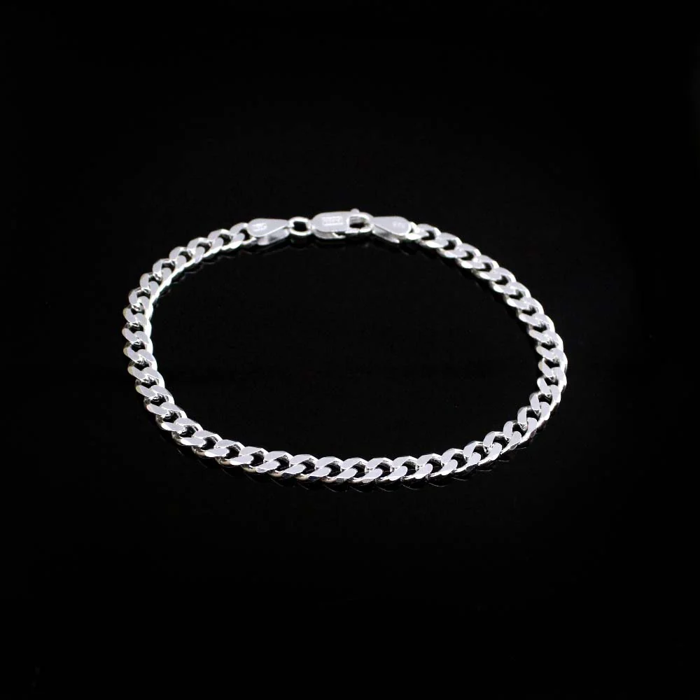 Solid Genuine 925 Sterling Silver Curb Link Chain Men's Bracelet Man Jewelry - Image 3