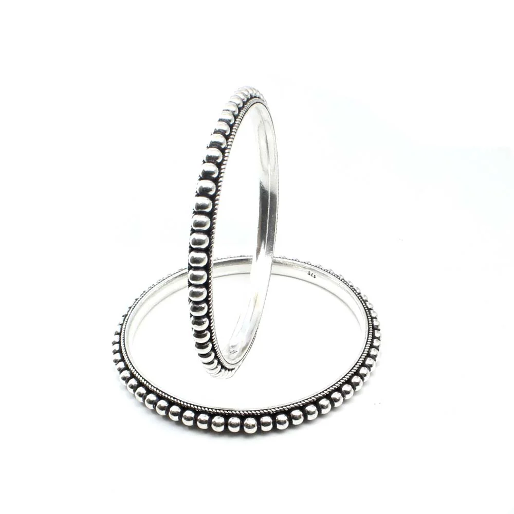 Traditional Real Sterling Silver Women Oxidized Bangles Pair - Image 3