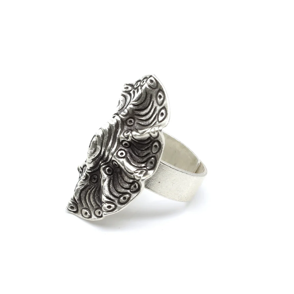 Tribal square hand engraved textured Real Sterling Silver Ring adjustable - Image 4