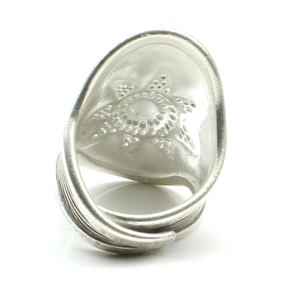 Tribal Star textured Real Solid Sterling Silver wrap Ring adjustable - Image 4