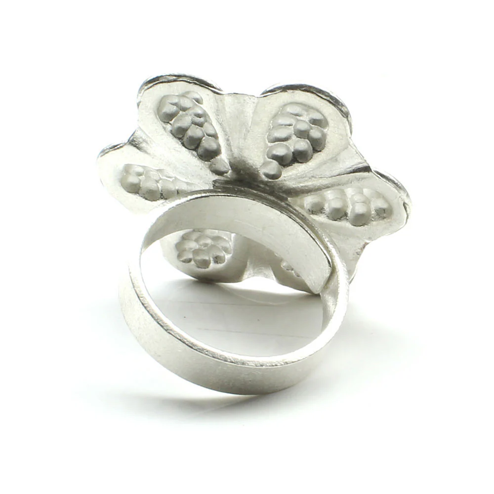 Wild flower tribe textured Fine Real 925 Sterling Silver Ring adjustable-1 - Image 4